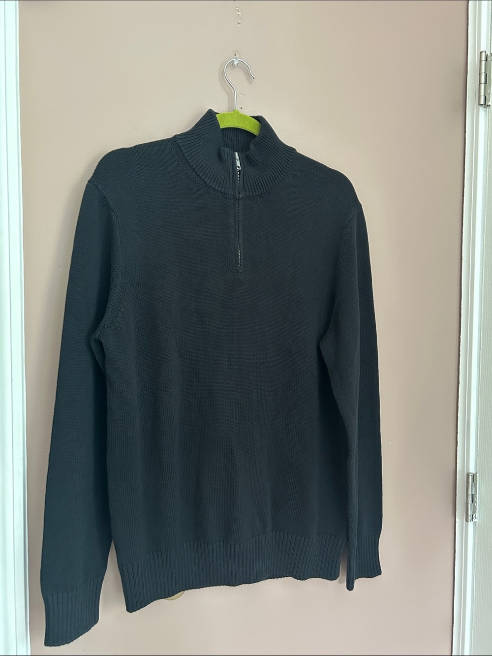 NWT Quince Men’s 100% Organic Cotton Quarter-Zip Sweater Black Large - Picture 6 of 12
